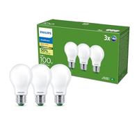 PHILIPS UltraEfficient, Ampoule LED A60, Culot E27, Pack de 3, Blanc Chaud | Ampoule LED Basse consommation 1535 Lumens, 100W, Confort visuel, Durée de vie 25000h, Ampoule non transparente