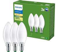 PHILIPS UltraEfficient, Ampoule LED B35, Culot E14, Pack de 3, Blanc Chaud | Ampoule LED Basse consommation 485 Lumens, 40W, Confort visuel, Durée de vie 25000h, Ampoule non transparente