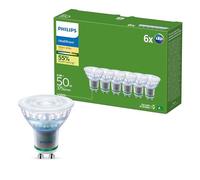 Philips UltraEfficient Spots LED GU10, Pack de 6, 375 Lumens, 50 W, Sans Clignotement, EyeComfort, Longue Durée de Vie, Lumière Blanc Chaud 2700 K