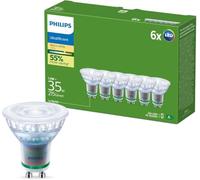 Philips UltraEfficient Spots LED GU10, Pack de 6, 215 Lumens, 50 W, Sans Scintillement, EyeComfort, Longue Durée de Vie, Lumière Blanc Chaud 2700 K