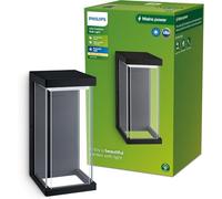 Philips Ulyzo, Applique d'extérieur, 12 W, lumière blanc chaud 2 700 K, noire, résistante aux intempéries IP44