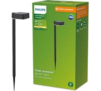 Philips Vapora, Applique murale solaire d'extérieur, 1,5 W, 2700 K, noire, IP44 résistante aux intempéries