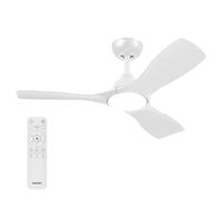 Ventilateur de plafond Philips Olas avec lampe LED, télécommande RF, 6 vitesses, flux d'air bidirectionnel, blanc