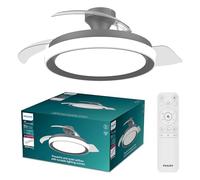 PHILIPS Ventilateur de Plafond Bliss avec Pales Rétractables et LED, 3 Pales, Envergure 106 cm, 4500 Lumens, Lumière Blanche Ajustable 3000 à 6500 K, Variable jusqu'à 5%, Télécommande Incluse, Noir