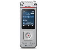 Philips Enregistreur vocal DVT4115 – 3 micros Hi‑Fi, MP3/PCM, enregistrement à distance – Chrome/Argent