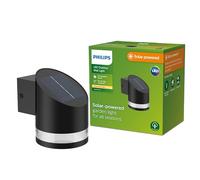 Philips Vynce, Applique murale solaire d'extérieur, ronde, 1,5 W, 2700 K, noire, IP44 résistante aux intempéries