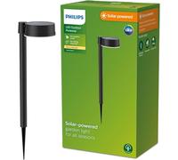 Philips Vynce, Lampe de chemin solaire d'extérieur, ronde, 1,5 W, 2 700 K, noire, IP44 résistante aux intempéries