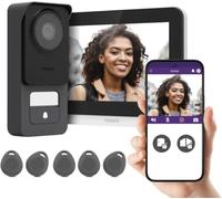 Philips WelcomeEye Connect 3 Visiophone 3K Connecté avec 5 Badges RFID | Image 3K, écran tactile 7 pouces, 2 fils jusqu’à 120 m, WiFi 2,4/5 GHz, RFID/QR code, 5 badges dans ce pack