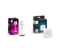 Philips White and Color Ambiance, lampe à poser portable Hue Go Portable & Bridge 2.0 : Hub Central de Contrôle d'Éclairage Intelligent, fonctionne avec Alexa, Google Assistant