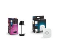 Philips White and Color Ambiance, lampe à poser portable Hue Go Portable, compatible Bluetooth & Bridge 2.0 : Hub Central de Contrôle d'Éclairage Intelligent, fonctionne avec Alexa