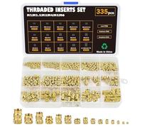 Philtool Lot de 335 inserts filetés M2 M2.5 M3 M4 M5 M6 en laiton Écrous à sertir femelle Filetage intérieur Écrous moletés avec boîte de rangement pour pièces en plastique par fusion dans des pièces
