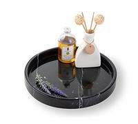 PHINILUX Plateau de Coiffeuse Rond Italien 100% marbre de 25,4 cm, Plateau décoratif et de Service à Fruits pour Salle de Bain, Cuisine, Table de Chevet, Support à Bijoux, décoration de Table, Noir