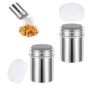 PHMING 2 Pièces Saupoudreuse Sucre Glace en Acier Inoxydable 304, Saupoudreuse avec Couvercle Transparent, Saupoudreur de Sucre, pour Poudre de Cacao, Poudre de Cannelle, Poudre de chili