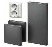 PHMING 3 Pièces Cache Trou Mur Autocollant, Cache-prises Encastrées Gris | Couvercle Boite Derivation en Plastique ABS, Adapté Aux Prises Inutilisées et Ouvertures Murales