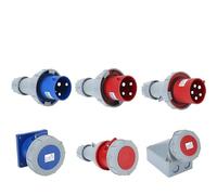 PHNOITPQ Prise Industrielle 63A 125A, connecteur électrique étanche mâle Femelle 3P 4P 5 Broches, Prise Murale, Couple monté sur Panneau(Connector,63A-5P)