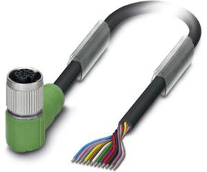 Phoenix Contact Câble de capteur M12 PVC 12 pôles connecteur femelle coudé codage A, longueur 5,0 mètres noir intense RAL 9005,