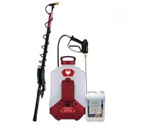PHOENIX - Dorsal Sprayer Evo | Pulverisateur Electrique 16L + Anti-Mousse Bidon de 5L/10/20L + Perche Telescopique Evo 5,4m +Jeu de 4 Buses, Idéal pour Nettoyer Les mousses (Antimousse 20L)