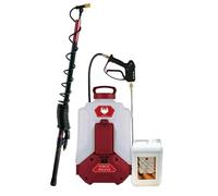PHOENIX - Dorsal Sprayer Evo | Pulverisateur Electrique 16L + Hydrofuge Bidon de 5L/10/20L + Perche Telescopique Evo 5,4m + Jeu de 4 Buses, Idéal pour protéger Contre Eau, huiles, (Hydrofuge 10L)