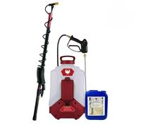PHOENIX - Dorsal Sprayer Evo | Pulverisateur Electrique 16L + Nettoyant Decrassant Bidon de 5L/10/20L + Perche Telescopique Evo 5,4m + Jeu de 4 Buses, Idéal pour Nettoyer Les tâches (Nettoyant 5L)