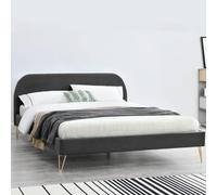 Phoenix lit 140 x 190 cm en velours et laiton gris