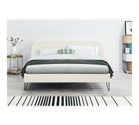 Phoenix lit 160 x 200 cm en velours beige et pieds noirs