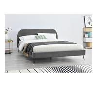 Phoenix lit 160 x 200 cm en velours gris et pieds noirs