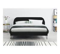 Phoenix lit 160 x 200 cm en velours noir et pieds noirs