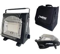 PHönix PH-100 : Radiateur infrarouge à gaz, 1,7 kW, radiateur céramique, idéal pour le camping, inclut un réchaud à gaz et une sacoche