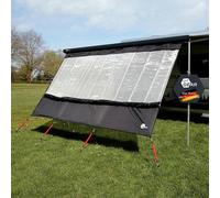 Phoenix Sun & Rain, 3,7 x 2 mètres : paroi avant de marquise avec couverture et maille innovante argentée et noire