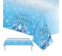PHOGARY 1 Pièces Nappe Reine des Neiges Anniversaire Décorations d’Hiver Fournitures de fête Nappes en Plastique Jetables, 137 x 274 cm