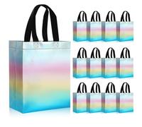 PHOGARY 12Pcs Sacs Cadeaux Grand Format, Sac Cadeau avec Poignées, Sac Réutilisables Emballage Cadeau Pochette, Sac Cadeau en Tissu Non Tissé pour la Livraison de Cadeaux, Mariage, Anniversaire