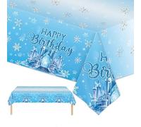 PHOGARY Nappe Reine des Neiges Anniversaire Décorations d’Hiver Fournitures de fête Nappes en Plastique Jetables, 137 x 274 cm (2)