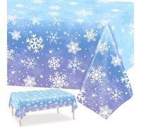 PHOGARY Nappe Reine des Neiges Anniversaire Décorations d’Hiver Fournitures de fête Nappes en Plastique Jetables, 54 x 108 inch (2)