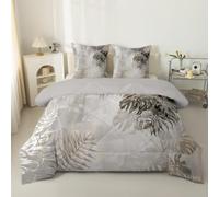 phonxia Couette 140x200 4 Saisons, Feuilles de Palmier sans Housse Réversible Tempérée pour Lit 2 Personnes Légère,Plantes Tropicales - Edredon 180x220 avec 2 Taies d'oreiller 65x65 Monstera C206