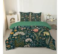 phonxia Couette 240x260 Vert forêt Legere 260x240 Style lavis d’Encre Tempérée 4 Saisons pour Lit 2 Personnes Réversible - Couette sans Houss et 2 Taies d'oreiller 65x65 cm Petites Fleurs C54