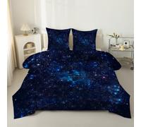 phonxia Couette 260x240 cm Ciel étoilé Bleu sans Housse Imprimée Tempérée pour Lit 2 Personnes Réversible Légère, Abstrait - Edredon Duvet 240x260 avec 2 Taies d'oreiller 65x65 Espace Galaxie C37