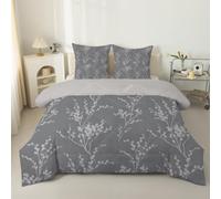 phonxia Couette 90x190 Enfant Branches Imprimée Tempérée 4 Saisons Réversible sans Housse Motif Vintage - Edredon Légère Duvet 1 Personne avec 2 Taies d'oreiller Gris C189