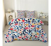 phonxia Couette 90x190 Enfant Feuilles Coloré Imprimée Tempérée 4 Saisons Réversible sans Housse Feuilles d'Eucalyptus - Edredon Légère Duvet 1 Personne avec 2 Taies d'oreiller S4
