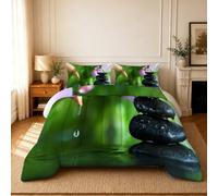 phonxia Couette 90x190 Enfant, Orchidées Roses - Couette sans Houss Legere Tempérée 4 Saisons Imprimée pour Lit 1 Personne - Pierres Zen Edredon Hiver Réversible et 2 Taies d'oreiller UH279