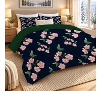 phonxia Couette 90x190 Enfant, Rameaux de Fleurs Imprimée Tempérée Hiver Réversible sans Housse Floral Romantique Classique - Edredon Légère Duvet 1 Personne avec 2 Taies d'oreiller SO272