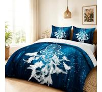 phonxia Housse de Couette 240 x 260 Attrape-RêVes Bleu Parure de Lit 2 Personnes - Parure de Lit 240 x 260 avec Fermeture Éclair Microfibre Literie et 2 Taies d'oreiller 65x65, pour Adulte