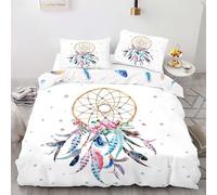 phonxia Housse de Couette 90x190 Fille Attrape Rêve Rose Parure de Lit 90x190 Enfant Imprimées Réversibles Sets de Housses de Couettes Microfibre avec Fermeture Éclair avec 2 Taie d'oreiller 65x65 cm