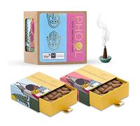 PHOOL LUXURY INCENSE Good Vibes Lot de 80 cônes d'encens 2 parfums : rose indienne et cèdre blanc