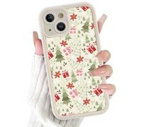 Phoona Noël Coque Étui Cover Case Housse pour iPhone 12 Pro 6.1",Motif Sapin Festif Coffret Cadeau Antichoc Aesthetic, Protège Objectif Contre Rayures Poussière Chutes, Beige Clair