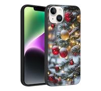 Phoona Noël Coque Étui Cover Case Housse pour iPhone 16 Plus 6.7", Antichoc Anti-Poussière Protection Objectif, Aesthetic Motif Arbre Noël avec Guirlandes Lumineuses Intégrées, Noir