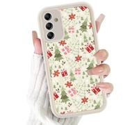 Phoona Noël Coque Étui Cover Case Housse pour Samsung Galaxy A55 5G 6.5",Motif Sapin Festif Coffret Cadeau Antichoc Aesthetic, Protège Objectif Contre Rayures Poussière Chutes, Beige Clair