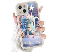 Phoona Noël Coque Étui Cover Compatible avec iPhone 15 Plus 6.7" Case Housse Aesthetic Motif Antichoc,Design Tasse Café Canne Festive pour Protection Intégrale Ultra Léger,Blanc Cassé
