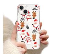Phoona Noël Coque Étui pour iPhone 14 Plus 6.7" Cover Case Housse Souple Antichoc Anti-Rayures Protection Objectif Appareil Anti-poussière Motif Bonhomme Neige Renne Transparante