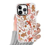 Phoona Noël Coque Étui pour iPhone 16 6.1" Cover Case Housse Anti-Choc Protection Objectif Anti-Poussière Résistante aux Rayures,Motif Aesthetic Canne Rose Biscuit,Transparante