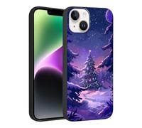 Phoona Noël Coque pour iPhone 15 Plus 6.7", Étui Cover Case Housse Aesthetic Motif Sapin Violet Ciel Nuit, Protection Anti-Choc Anti-Poussière pour Objectif, Noir pour Femmes Filles